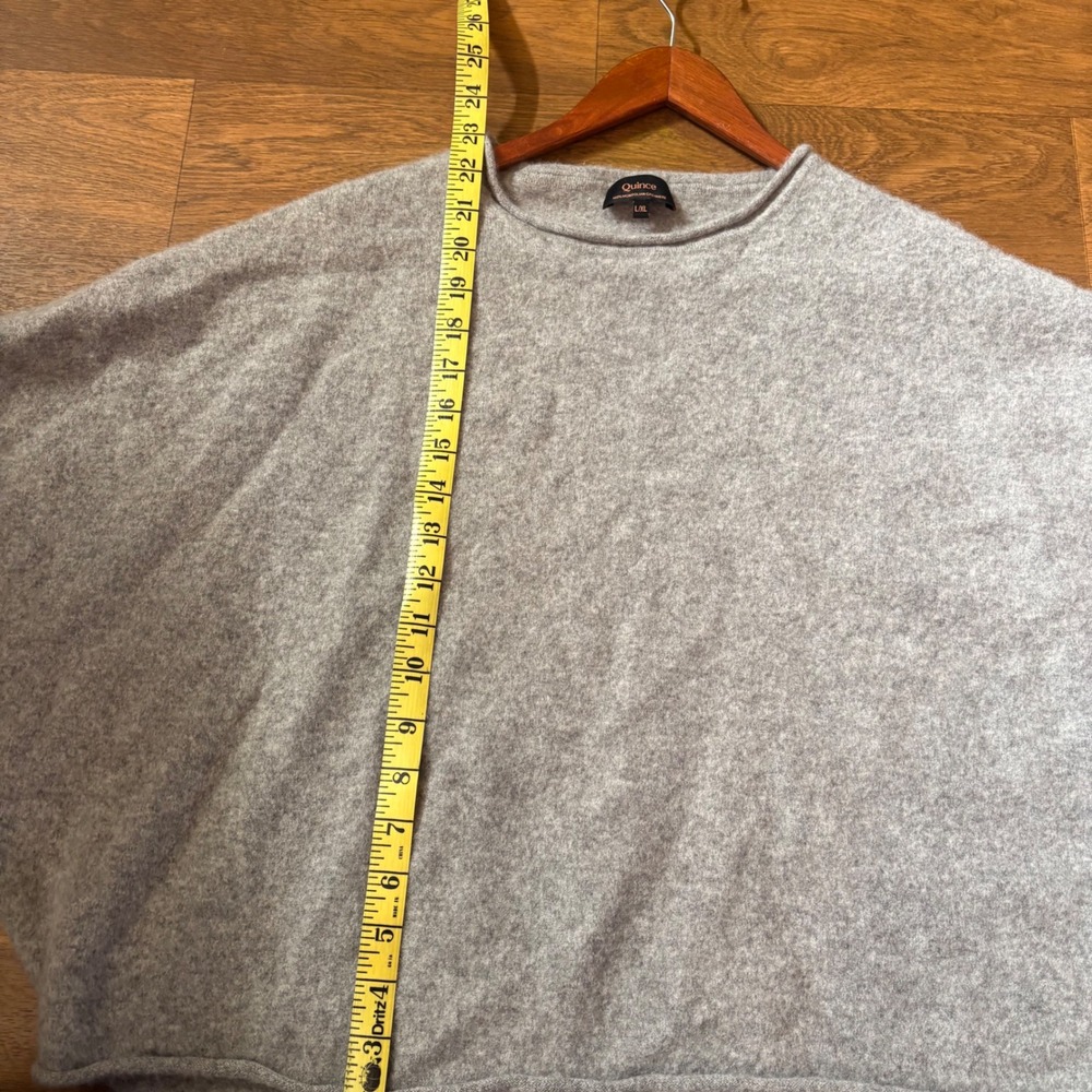 Quince 100% Cashmere Batwing Cowl Gray Pullover Womens Boxy Fit Casual Sweater - Picture 8 of 8